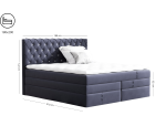 Kontinentalbett 180x200 cm, Ehebett, Hotelbett, Kopfteil gesteppt mit Kristallen, CRYSTAL K34