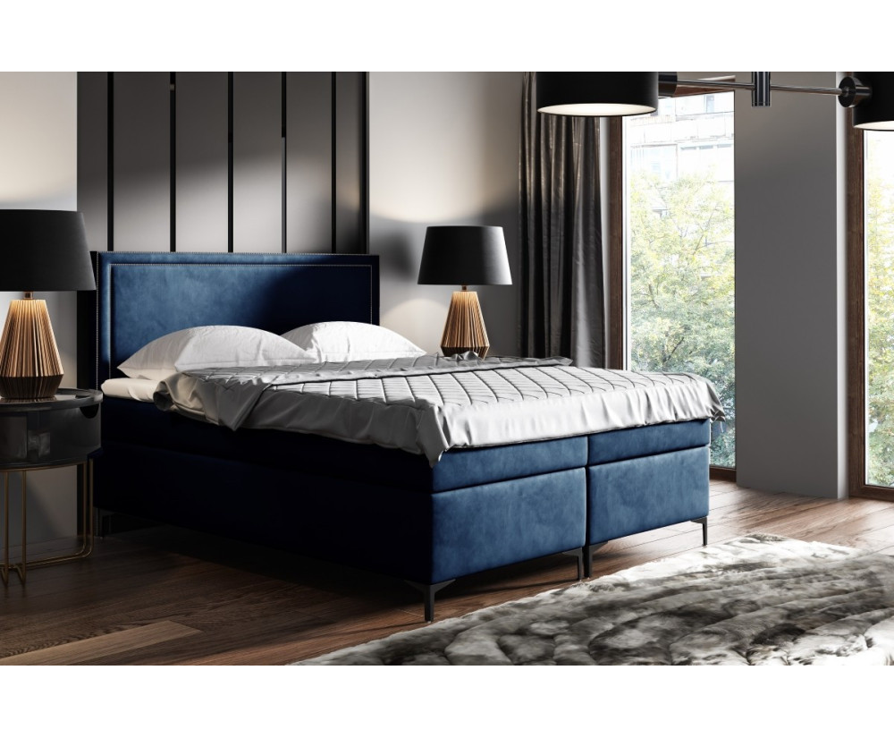 Kontinentalbett 160x200 cm, Ehebett, Hotelbett, mit Kopfteil und Bettkasten, PRESTO 1M 