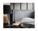Designer-Bett 200x200 cm für Schlafzimmer, Ehebett, Hotelbett, Kopfteil mit Polsternagelband, PRESTO 1M