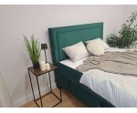 Designer-Bett 200x200 cm für Schlafzimmer, Ehebett, Hotelbett, Kopfteil mit Polsternagelband, PRESTO 1M