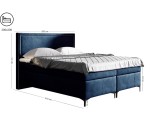 Designer-Bett 200x200 cm für Schlafzimmer, Ehebett, Hotelbett, Kopfteil mit Polsternagelband, PRESTO 1M