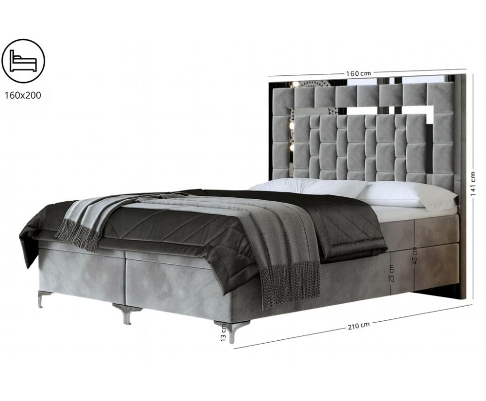 Kontinentalbett 160x200 cm, Ehebett, Hotelbett, hohes Kopfteil aus Polsterpaneelen, Zierleisten, BERLIN 1M Kontinentalbett 160x200 cm, Ehebett, Hotelbett, hohes Kopfteil aus Polsterpaneelen, Zierleisten, BERLIN 1M