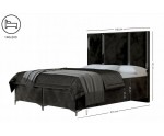 Boxspringbett 140x200 cm, Ehebett, Hotelbett mit hohem Kopfteil aus vertikalen Polsterpaneelen, Metall-Zierleisten, MEDIOLAN 1M Boxspringbett 140x200 cm, Ehebett, Hotelbett mit hohem Kopfteil aus vertikalen Polsterpaneelen, Metall-Zierleisten, MEDIOLAN 1M