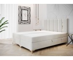 Boxspringbett 140x200 cm für Dachschräge, Ehebett auf Füßen, dekoratives Kopfteil mit Zierleisten, SANTIAGO 2