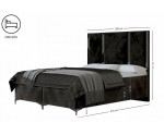 Exklusives Boxspringbett 200x200 cm, Ehebett mit hohem Kopfteil aus vertikalen Polsterpaneelen, Metall-Zierleisten, MEDIOLAN 1M 