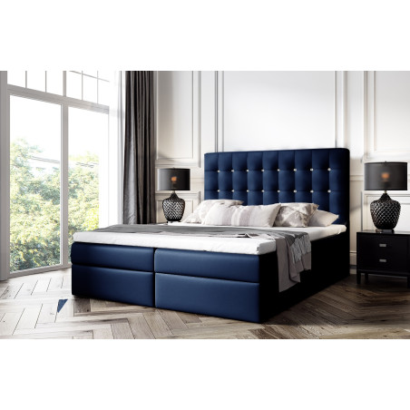 Komfortables Bett 200x200 cm für Schlafzimmer, Ehebett im Glamour-Stil, Kopfteil mit Kristallen, MAGNUS 11A