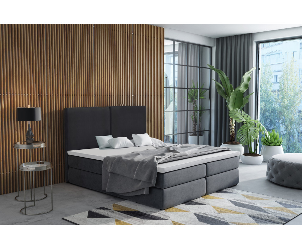 MAGNUS 13A Bequemes Kontinentalbett 160x200 cm mit hohem Kopfteil, Ehebett, Hotelbett mit Bettkasten