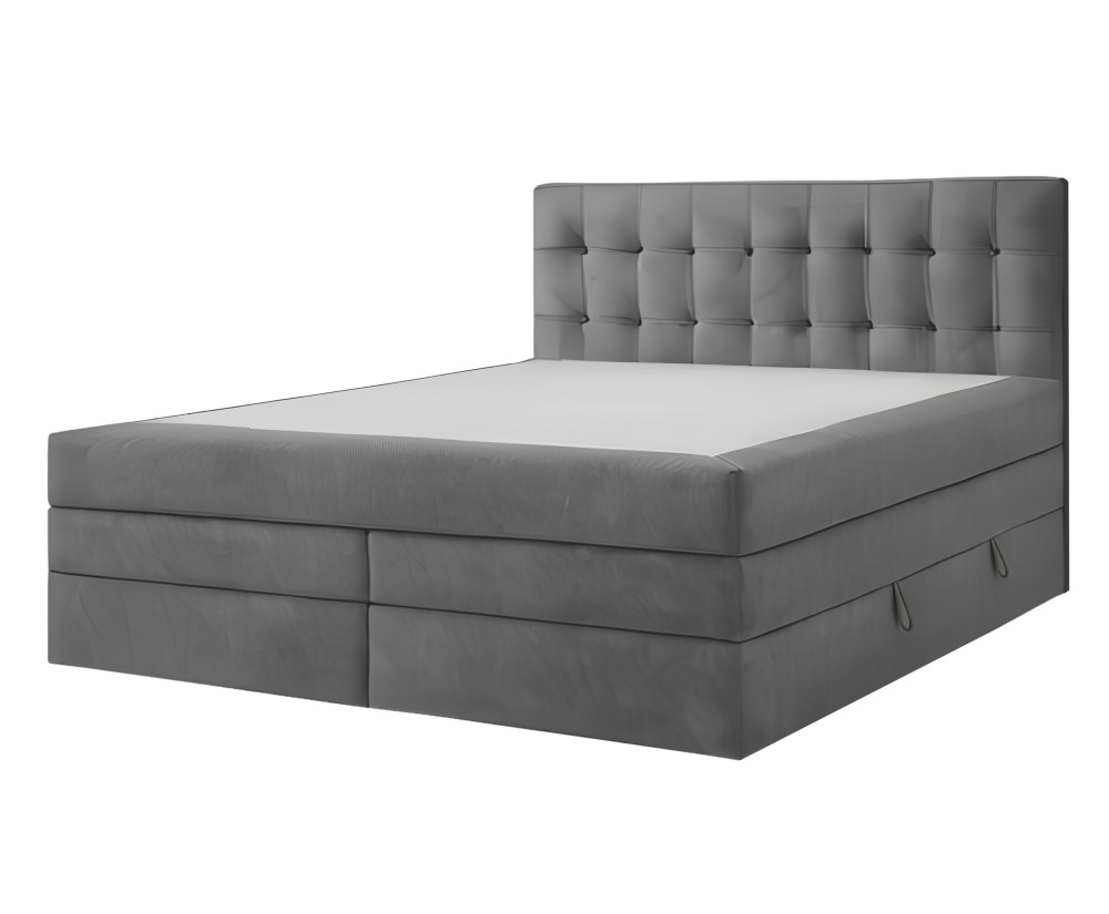 Boxspringbett 140x200 cm, Ehebett, Hotelbett, Kopfteil mit Knopfheftung, PARIS 4K