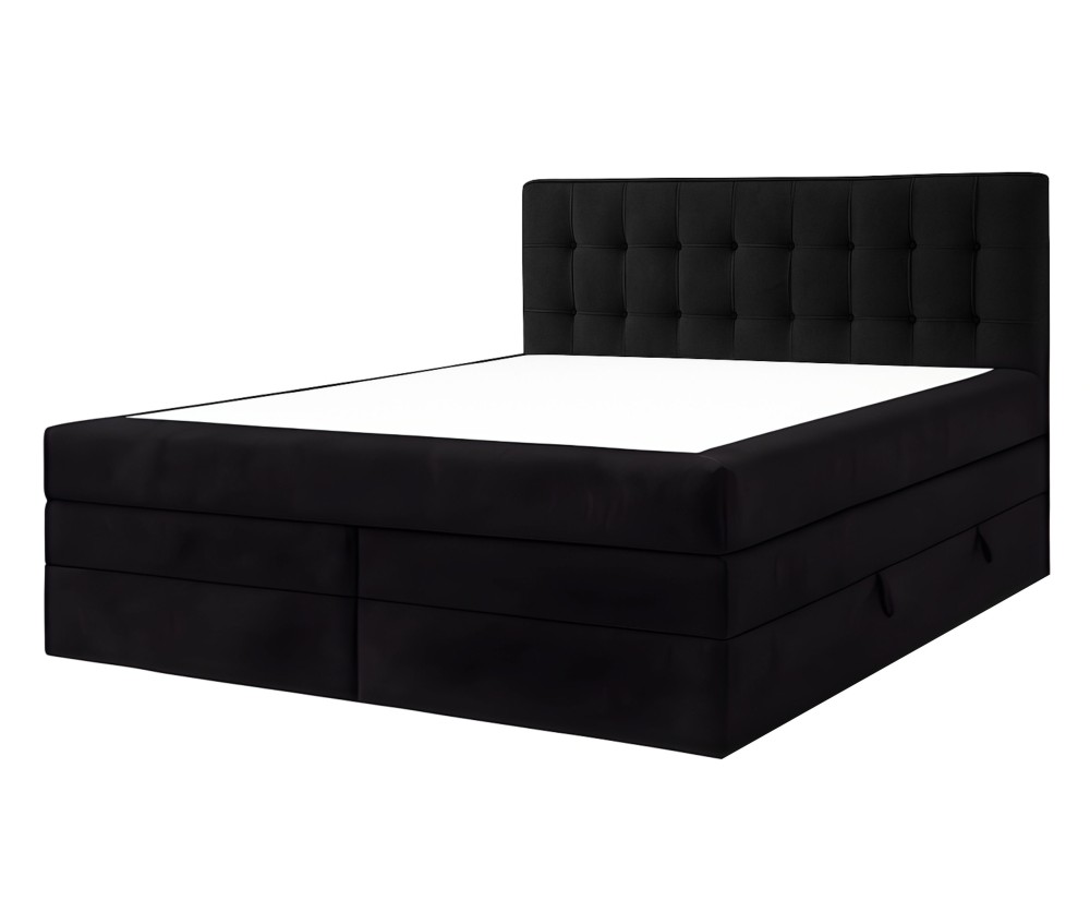 Boxspringbett 140x200 cm, Ehebett, Hotelbett, Kopfteil mit Knopfheftung, PARIS 4K