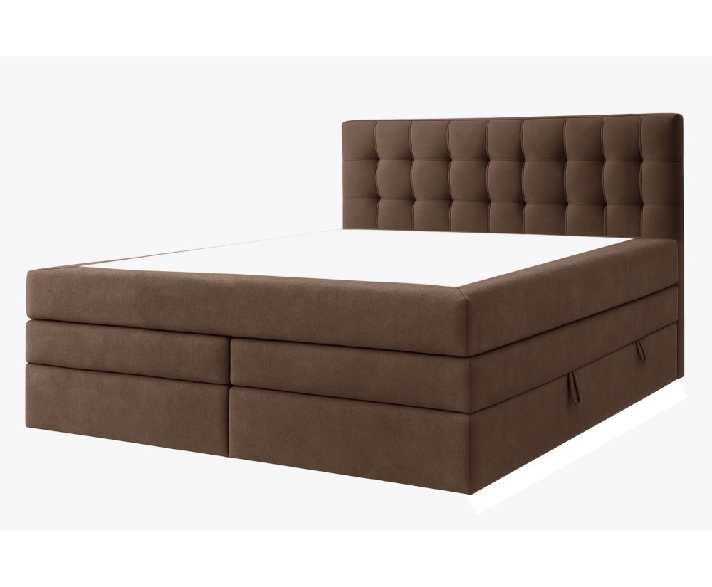 Boxspringbett 140x200 cm, Ehebett, Hotelbett, Kopfteil mit Knopfheftung, PARIS 4K