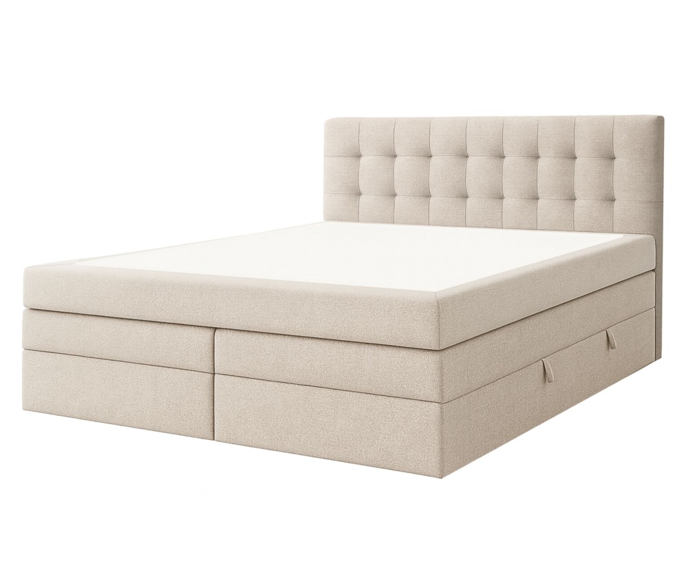 Boxspringbett 140x200 cm, Ehebett, Hotelbett, Kopfteil mit Knopfheftung, PARIS 4K