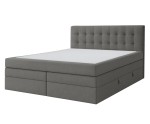 Boxspringbett 180x200 cm, Ehebett, Hotelbett, Kopfteil mit Knopfheftung, PARIS 4K