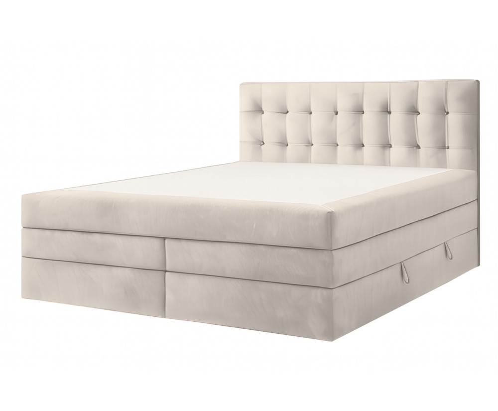 Kontinentalbett 200x200 cm, Ehebett, Hotelbett, Kopfteil mit Knopfheftung, PARIS 4K
