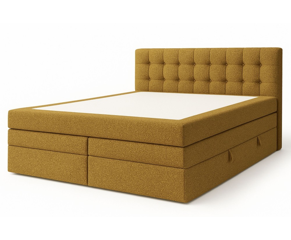 Kontinentalbett 200x200 cm, Ehebett, Hotelbett, Kopfteil mit Knopfheftung, PARIS 4K Kontinentalbett 200x200 cm, Ehebett, Hotelbett, Kopfteil mit Knopfheftung, PARIS 4K