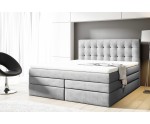 Kontinentalbett 200x200 cm, Ehebett, Hotelbett, Kopfteil mit Knopfheftung, PARIS 4K