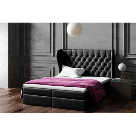 Komfortbett 200x200 cm mit gestepptem Kopfteil Chesterfield, Ehebett, Hotelbett im Glamour-Stil, MAGNUS 14A
