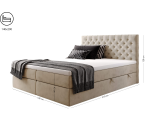 Boxspringbett 140x200 cm, Ehebett, Hotelbett, Kopfteil Chesterfield, MAGNUS 15A 