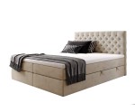 Boxspringbett 140x200 cm, Ehebett, Hotelbett, Kopfteil Chesterfield, MAGNUS 15A 