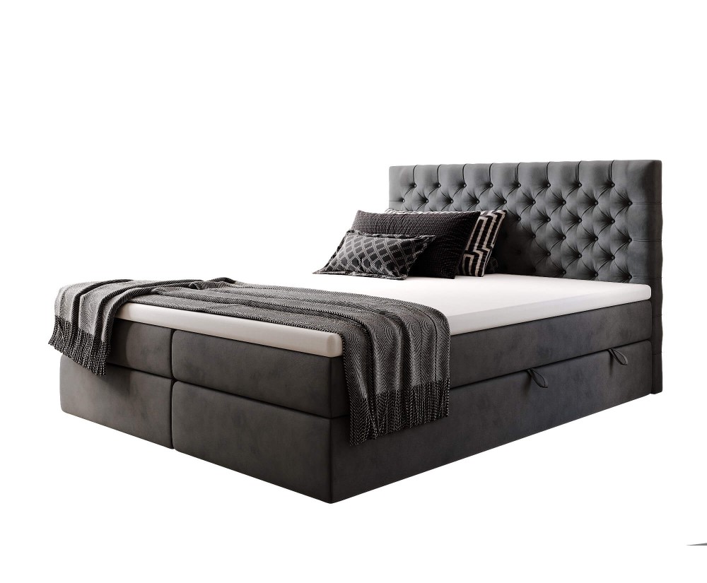 Kontinentalbett 160x200 cm, Ehebett, Hotelbett, Kopfteil Chesterfield, MAGNUS 15A