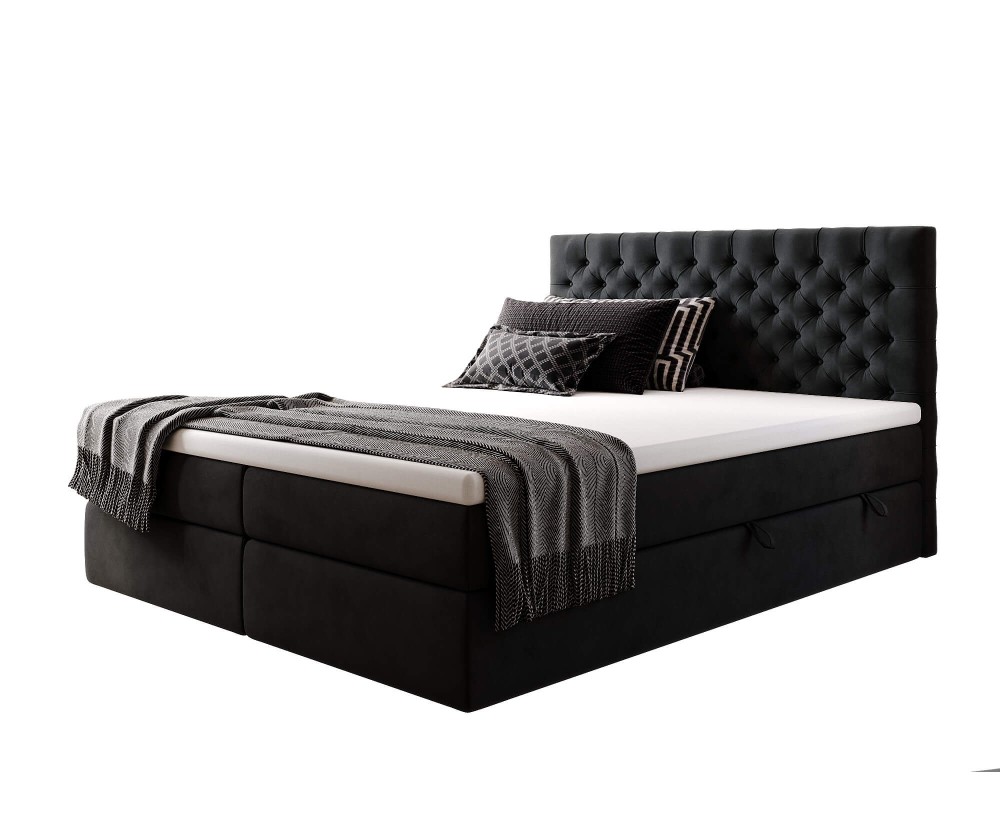 Kontinentalbett 160x200 cm, Ehebett, Hotelbett, Kopfteil Chesterfield, MAGNUS 15A