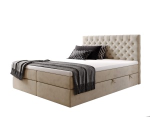 Boxspringbett 180x200 cm, Ehebett, Hotelbett, Kopfteil Chesterfield, MAGNUS 15A