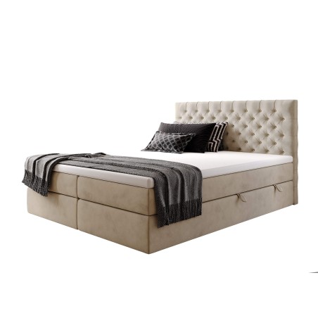 Boxspringbett 180x200 cm, Ehebett, Hotelbett, Kopfteil Chesterfield, MAGNUS 15A