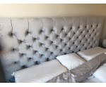 Boxspringbett 90x200 cm, Einzelbett, Hotelbett, Kopfteil mit Kristallen, MAGNUS 15A