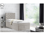 Boxspringbett 90x200 cm, Einzelbett, Hotelbett, Kopfteil mit Kristallen, MAGNUS 15A