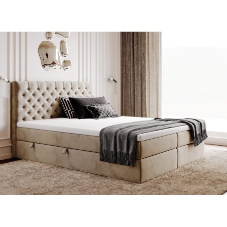 Boxspringbett 180x200 cm, Ehebett, Hotelbett, Kopfteil Chesterfield, MAGNUS 15A