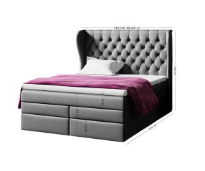 MAGNUS 14B DUO Boxspringbett Glamour 200x200 cm, Doppelbett mit Bettkasten, gestepptes Kopfteil Chesterfield
