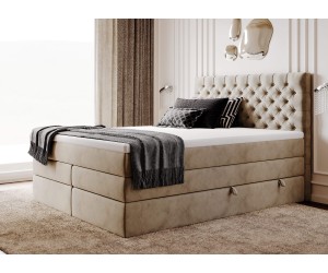 MAGNUS 15B Boxspringbett 140x200 cm, Ehebett mit Bettkasten, Kopfteil Chesterfield