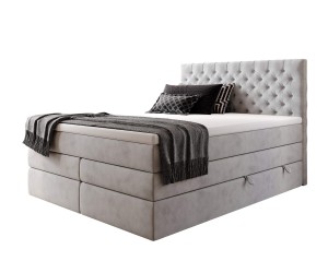 MAGNUS 15B Elegantes Bett 160x200 cm für Schlafzimmer, Kontinentalbett mit Bettkasten, Kopfteil Chesterfield