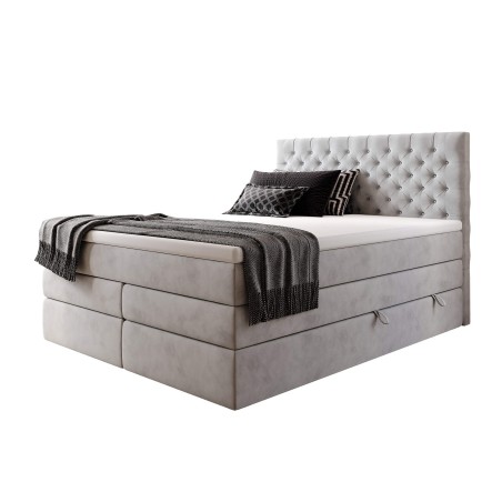 Elegantes Bett 160x200 cm für Schlafzimmer, Kontinentalbett mit Bettkasten, Kopfteil Chesterfield, MAGNUS 15B