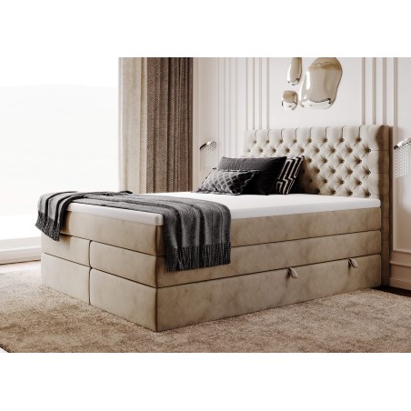 MAGNUS 15B Kontinentalbett 180x200 cm mit hohem Kopfteil Chesterfield, Bettkasten