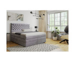 Elegantes Boxspringbett 200x200 cm mit hohem Kopfteil Chesterfield, 2 separate Bettkästen, MAGNUS 15B