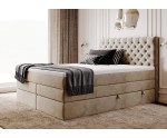 Elegantes Boxspringbett 200x200 cm mit hohem Kopfteil Chesterfield, 2 separate Bettkästen, MAGNUS 15B