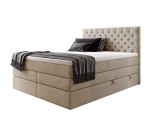Elegantes Boxspringbett 200x200 cm mit hohem Kopfteil Chesterfield, 2 separate Bettkästen, MAGNUS 15B