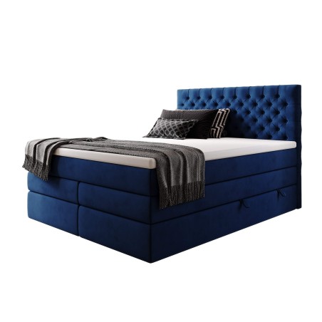 Elegantes Boxspringbett 200x200 cm mit hohem Kopfteil Chesterfield, 2 separate Bettkästen, MAGNUS 15B
