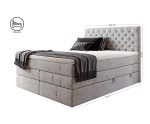 Elegantes Boxspringbett 200x200 cm mit hohem Kopfteil Chesterfield, 2 separate Bettkästen, MAGNUS 15B