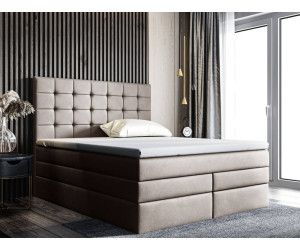 Boxspringbett 140x200 cm, Ehebett mit Bettkasten, Kopfteil gesteppt für Dachschräge, MAGNUS 2B DUO