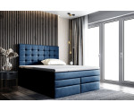 Boxspringbett 140x200 cm, Ehebett mit Bettkasten, Kopfteil gesteppt für Dachschräge, MAGNUS 2B DUO