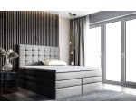 Boxspringbett 140x200 cm, Ehebett mit Bettkasten, Kopfteil gesteppt für Dachschräge, MAGNUS 2B DUO