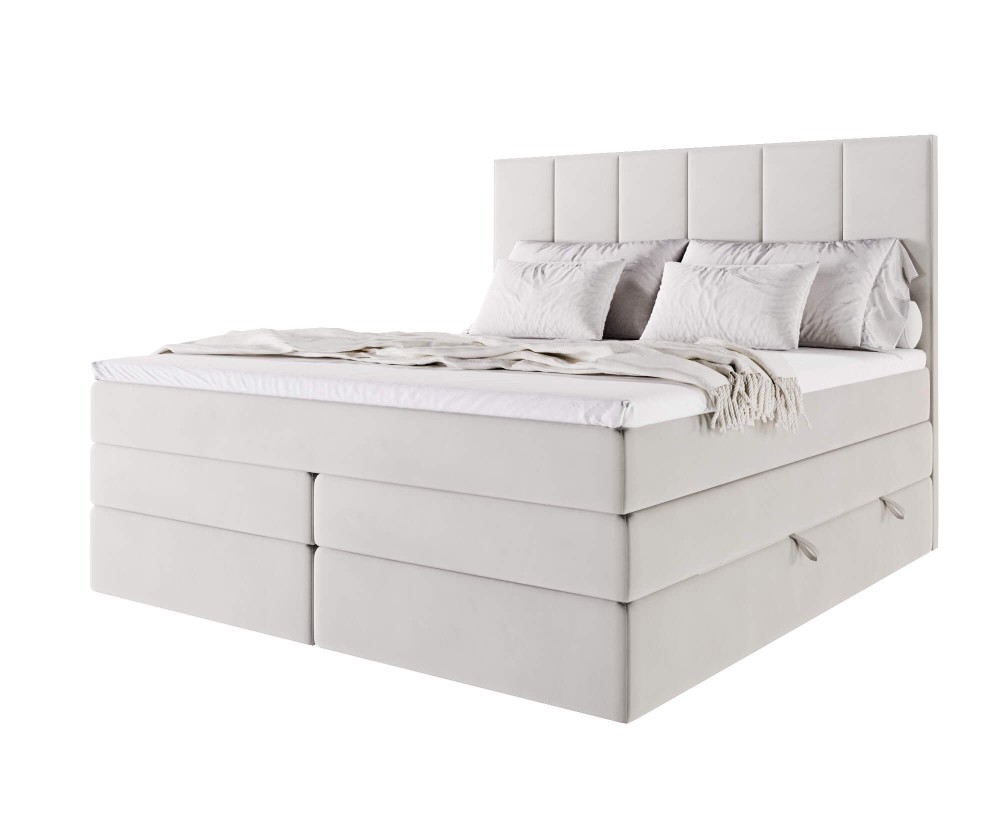 Boxspringbett 140x200 cm, Doppelbett für Dachschräge, Ehebett mit Bettkasten, MAGNUS 3B