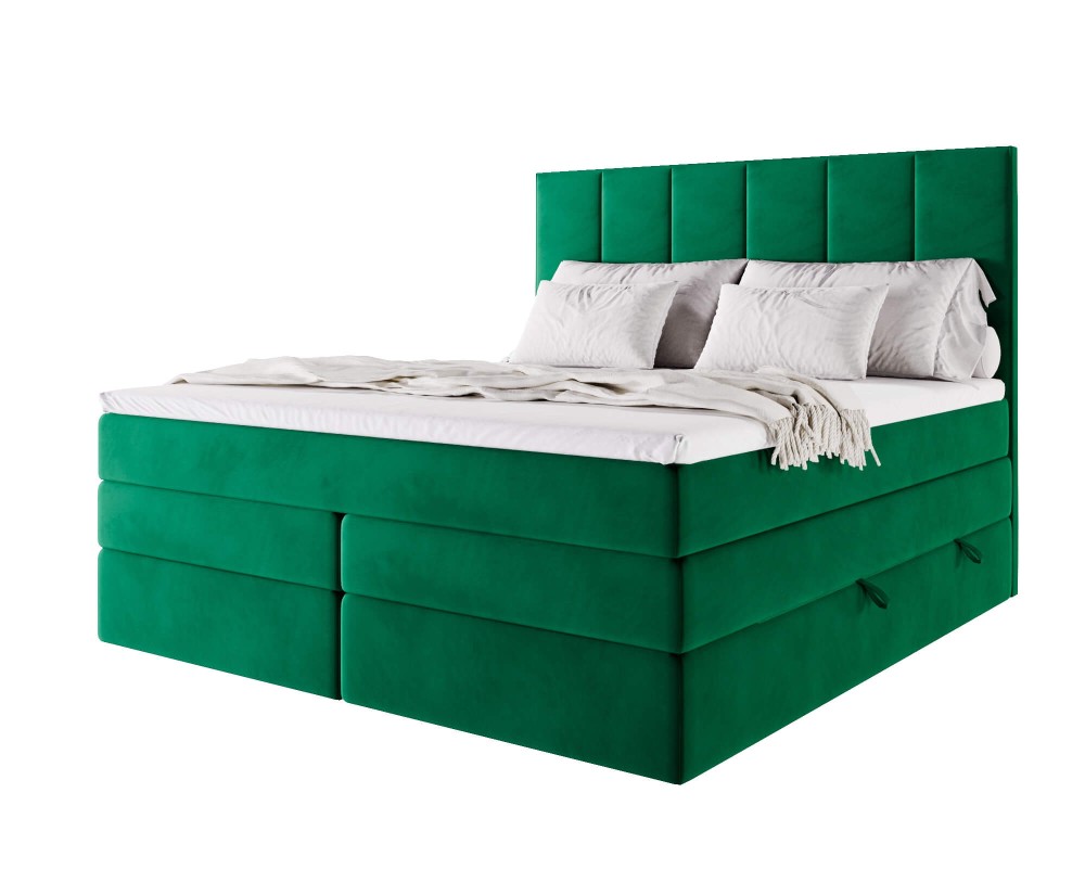 Boxspringbett 140x200 cm, Doppelbett für Dachschräge, Ehebett mit Bettkasten, MAGNUS 3B