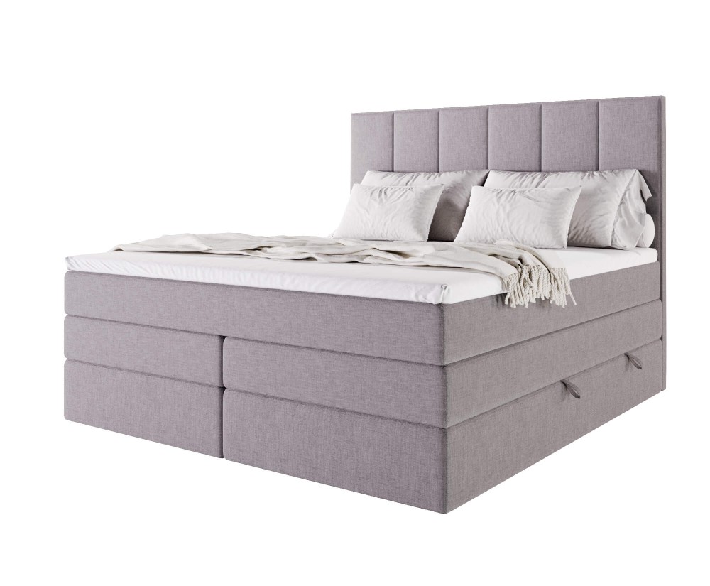 Boxspringbett 140x200 cm, Doppelbett für Dachschräge, Ehebett mit Bettkasten, MAGNUS 3B