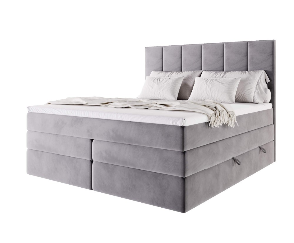 Bequemes Doppelbett 160x200 cm, Boxspringbett, Ehebett mit 2 Matratzen, niedriges Kopfteil auf Wunsch, MAGNUS 3B