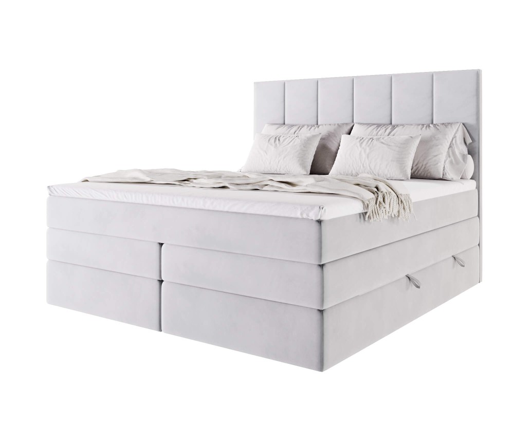 Bequemes Doppelbett 160x200 cm, Boxspringbett, Ehebett mit 2 Matratzen, niedriges Kopfteil auf Wunsch, MAGNUS 3B