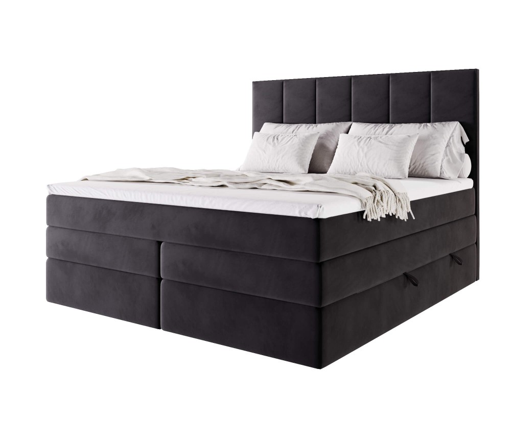 Bequemes Doppelbett 160x200 cm, Boxspringbett, Ehebett mit 2 Matratzen, niedriges Kopfteil auf Wunsch, MAGNUS 3B