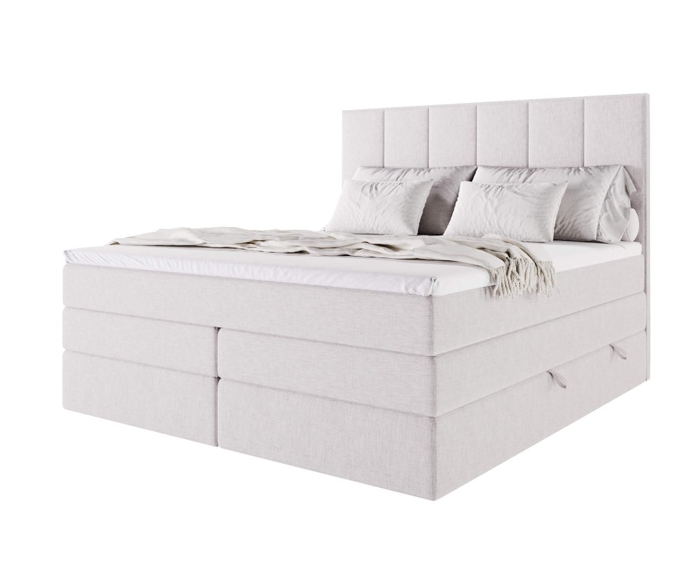 Bequemes Doppelbett 160x200 cm, Boxspringbett, Ehebett mit 2 Matratzen, niedriges Kopfteil auf Wunsch, MAGNUS 3B