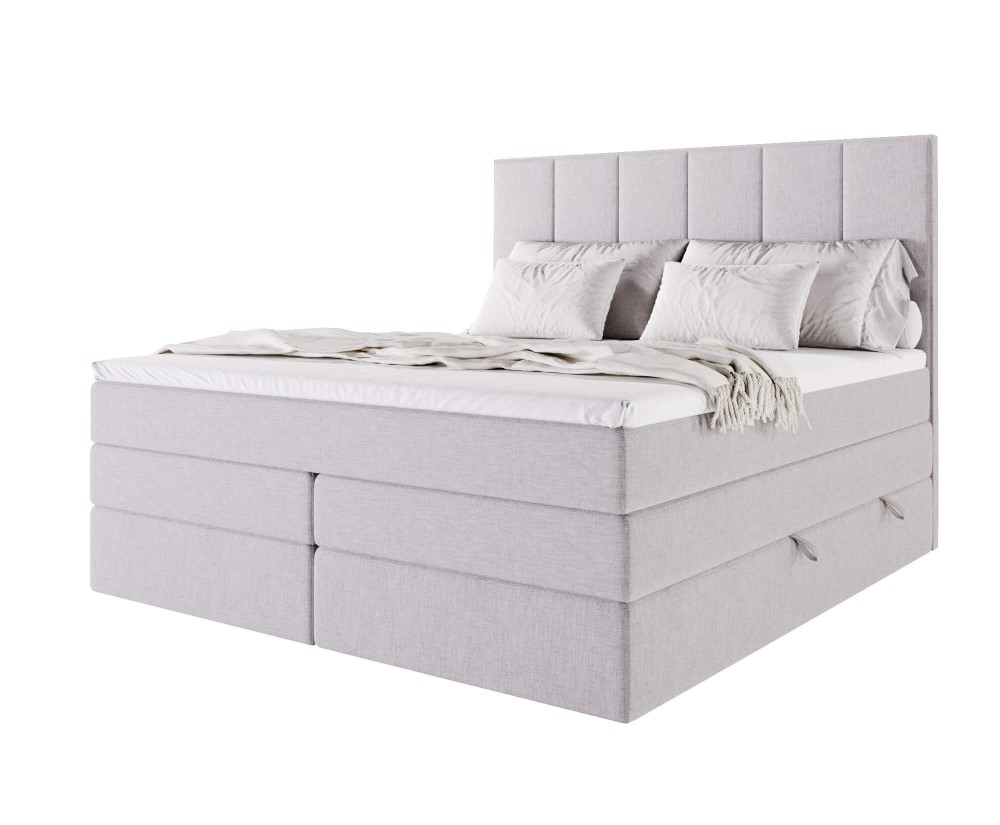 Bequemes Doppelbett 160x200 cm, Boxspringbett, Ehebett mit 2 Matratzen, niedriges Kopfteil auf Wunsch, MAGNUS 3B